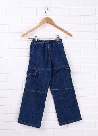 Синие джинсовые демисезонные прямые брюки Одягайко