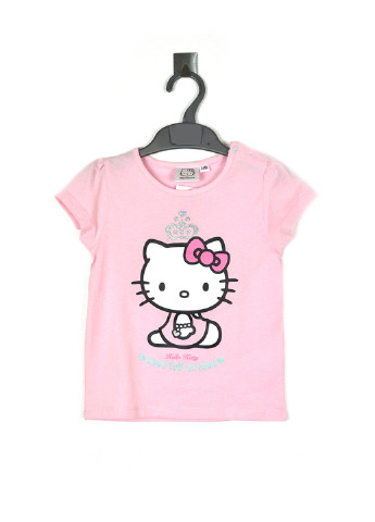 Светло-розовая летняя футболка с коротким рукавом Hello Kitty