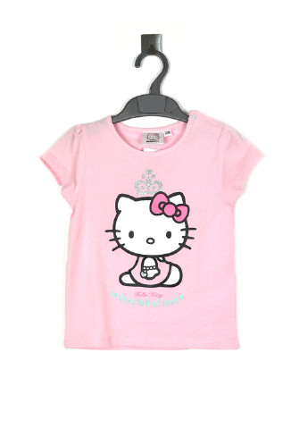 Светло-розовая летняя футболка с коротким рукавом Hello Kitty