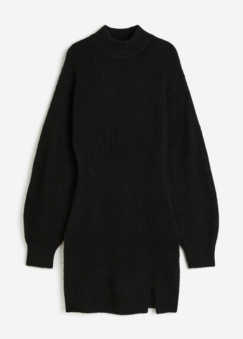 Черное кэжуал платье платье-свитер H&M однотонное