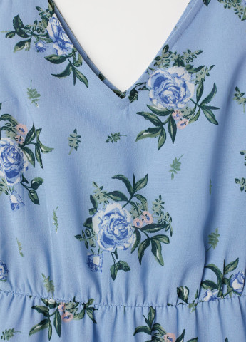 Голубое кэжуал платье H&M с цветочным принтом