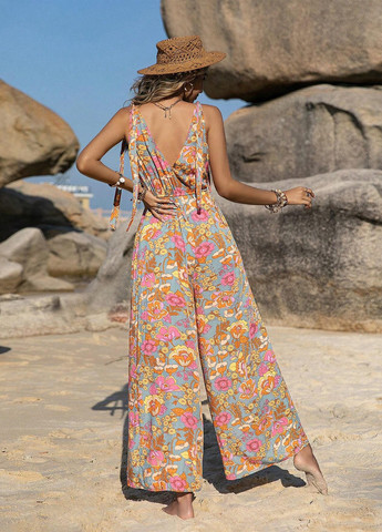 Комбінезон SHEIN комбінезон-брюки квітковий комбінований пляжний, кежуал віскоза