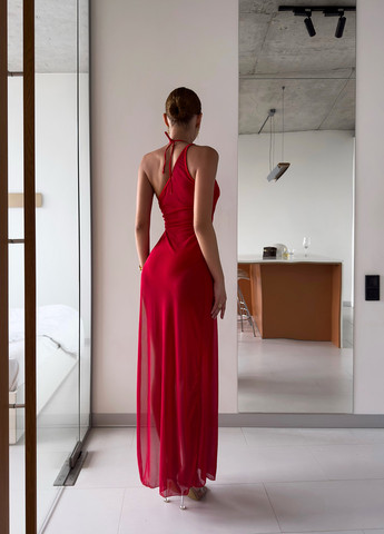 Красный летний пляжный комплект женский (купальник, накидка) бикини, раздельный NOVA VEGA