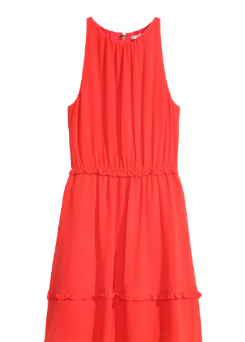 Коралловое вечернее платье H&M однотонное