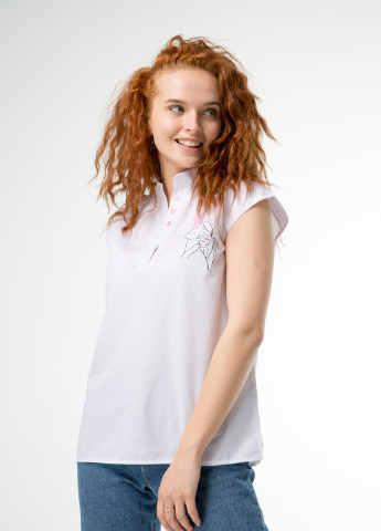Белая летняя белая блуза рукава - крылышки с вышивкой "девочка с бабочкой" INNOE Блуза