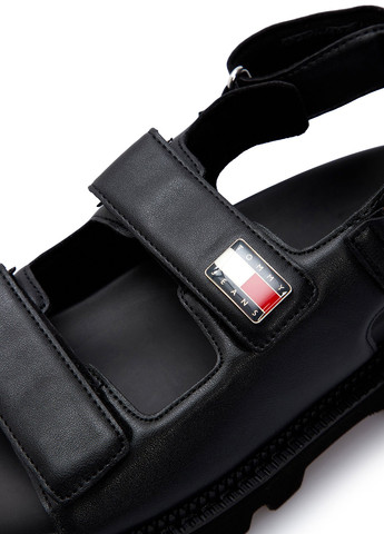 Черные босоножки Tommy Jeans на липучке с логотипом