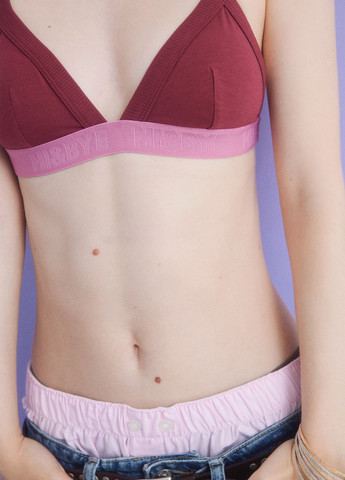 Бордовий тріенджел бюстгальтер Hi&Bye без кісточок бавовна, трикотаж