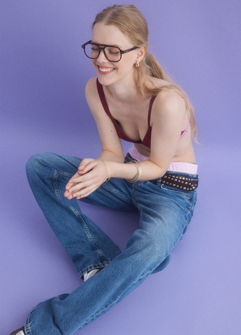 Бордовий тріенджел бюстгальтер Hi&Bye без кісточок бавовна, трикотаж