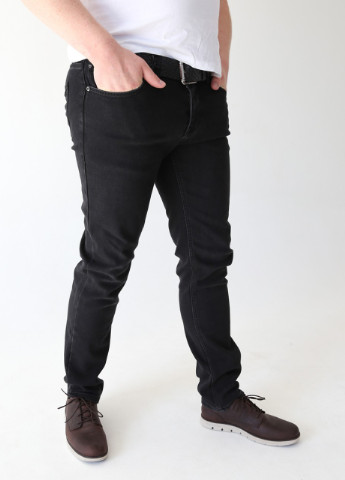 Черные зимние слим джинсы мужские утепленные черные Слегка-зауженная ARCHILES