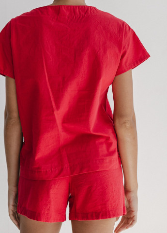 Червона всесезон піжама жіноча з шортами red (s) футболка + шорти Leglo