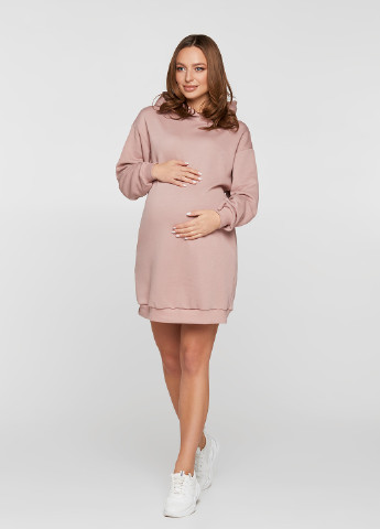 Пудрова кежуал плаття для вагітних сукня-худі Lullababe однотонна