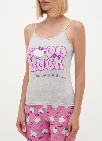 Рожева всесезон піжама (майка, капрі, маска для сну) майка + капрі Lucci