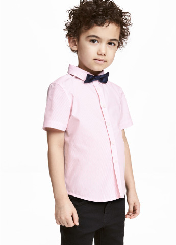 Розовая классическая рубашка однотонная H&M с коротким рукавом