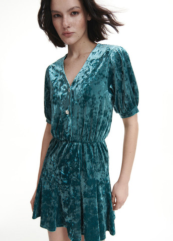 Серо-зеленое кэжуал платье клеш Reserved однотонное