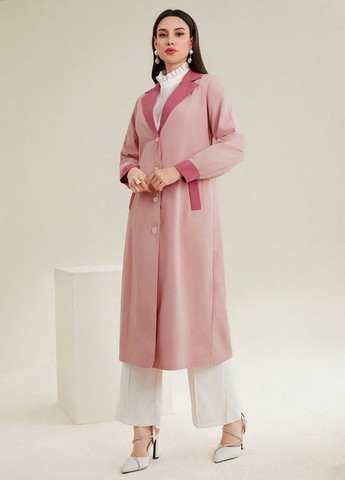 Светло-розовое демисезонное Пальто однобортное SHEIN