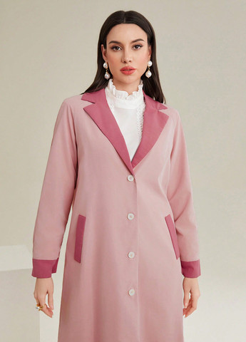 Светло-розовое демисезонное Пальто однобортное SHEIN