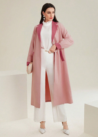Светло-розовое демисезонное Пальто однобортное SHEIN