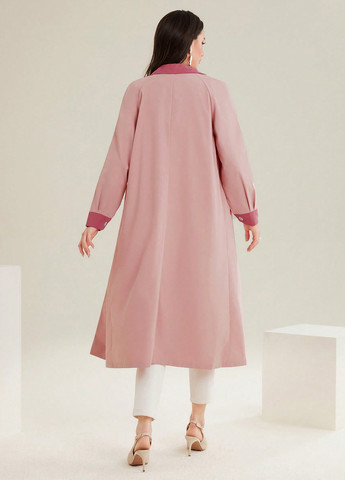 Светло-розовое демисезонное Пальто однобортное SHEIN