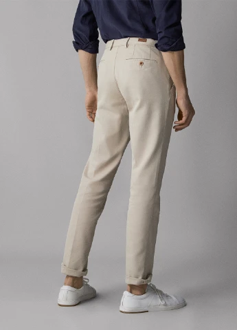 Бежевые кэжуал демисезонные зауженные брюки Massimo Dutti