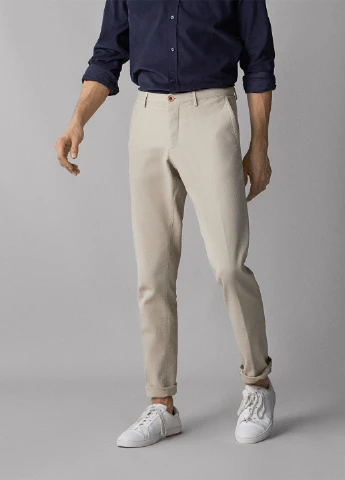 Бежевые кэжуал демисезонные зауженные брюки Massimo Dutti