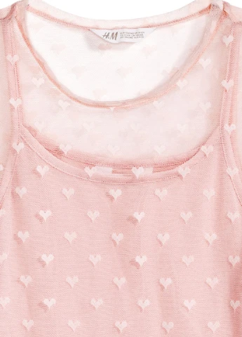 Светло-розовая в горошек блузка с коротким рукавом H&M летняя
