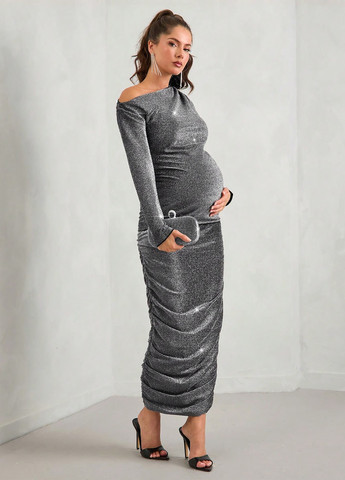 Темно-серый демисезонный комплект (блузка, юбка для беременных) SHEIN