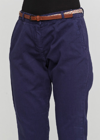 Темно-синие кэжуал демисезонные зауженные брюки Etam