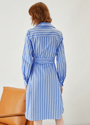 Світло-синя кежуал сукня сукня-сорочка SHEIN в смужку