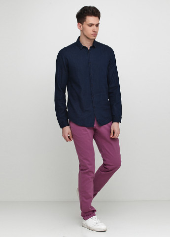 Пурпурные кэжуал демисезонные зауженные брюки Massimo Dutti
