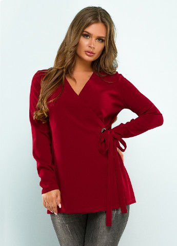 Темно-красная демисезонная блуза на запах Lady Style