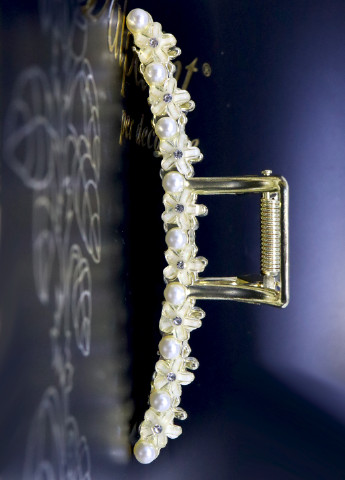 Заколка краб для волосся "White Fowers",золотистй з білими квітами Анна Ясеницька (256442832)