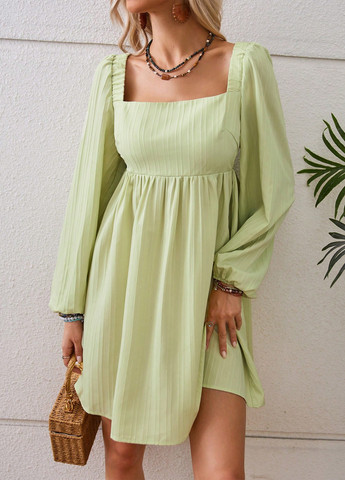 Мятное кэжуал платье SHEIN однотонное