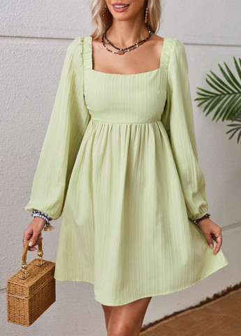 Мятное кэжуал платье SHEIN однотонное