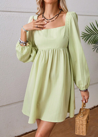 Мятное кэжуал платье SHEIN однотонное