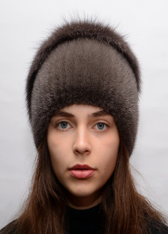 Зимова жіноча шапка з в'язаній норки з помпоном Меховой Стиль улитка (199073188)