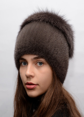 Зимова жіноча шапка з в'язаній норки з помпоном Меховой Стиль улитка (199073188)