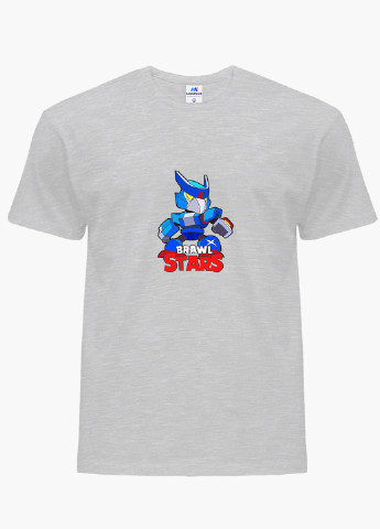 Светло-серая демисезонная футболка детская ворон меха бравл старс (crow mech brawl stars)(9224-1008) MobiPrint