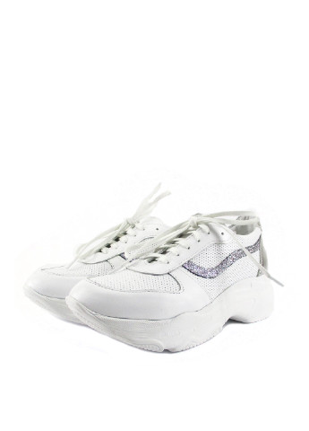 Белые осенние женские кроссовки Twenty Two с глиттером