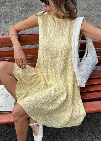 Желтое кэжуал платье а-силуэт SHEIN однотонное
