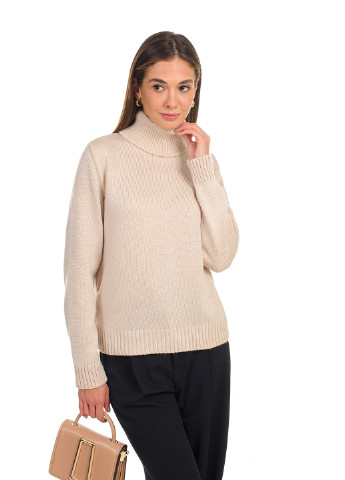 Пудровий зимовий класичний жіночий светр SVTR