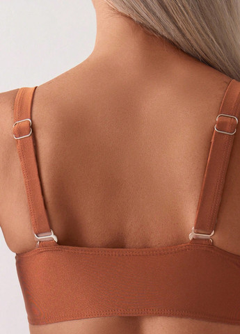 Світло-коричневий літній купальник (ліф, трусики) бікіні, бандо, роздільний SHEIN