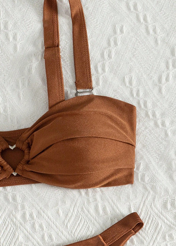 Світло-коричневий літній купальник (ліф, трусики) бікіні, бандо, роздільний SHEIN