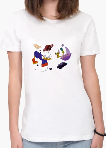 Футболка женская Скрудж Макдак Утиные истории (Scrooge McDuck) Белый (8976-2025) XXL MobiPrint - (216299766)