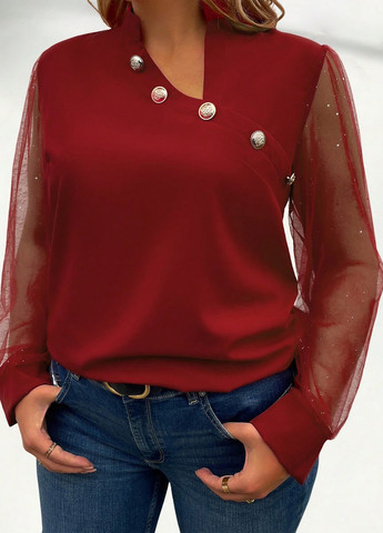 Тёмно-красная блуза SHEIN