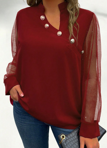 Тёмно-красная блуза SHEIN