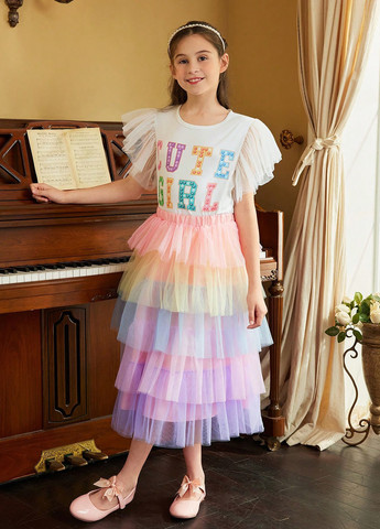 Комбинированный летний костюм (топ, юбка) SHEIN