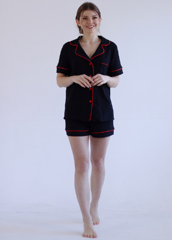 Чорна всесезон піжама (сорочка + шорти) сорочка + шорти GorLin