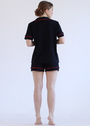 Чорна всесезон піжама (сорочка + шорти) сорочка + шорти GorLin