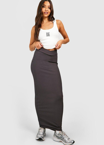 Темно-серая кэжуал однотонная юбка Boohoo