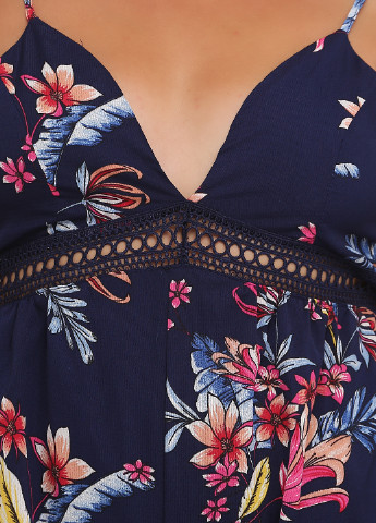 Комбинезон Pretty Summer комбинезон-шорты цветочный тёмно-синий кэжуал полиэстер